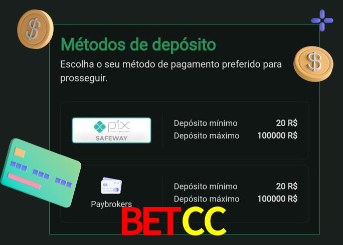 O cassino BetCC oferece uma grande variedade de métodos de pagamento